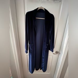 Women's Long Velvet Cardigan Jacket Lapel Collar Open Front Cardigan Sweater